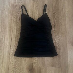 Calvin Klein Classic Faux Wrap Black Tankini Swim Top Sz M Adjustable Straps